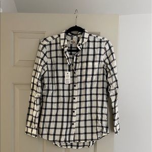 NWT Hallie Button Down in Cream/Charcoal